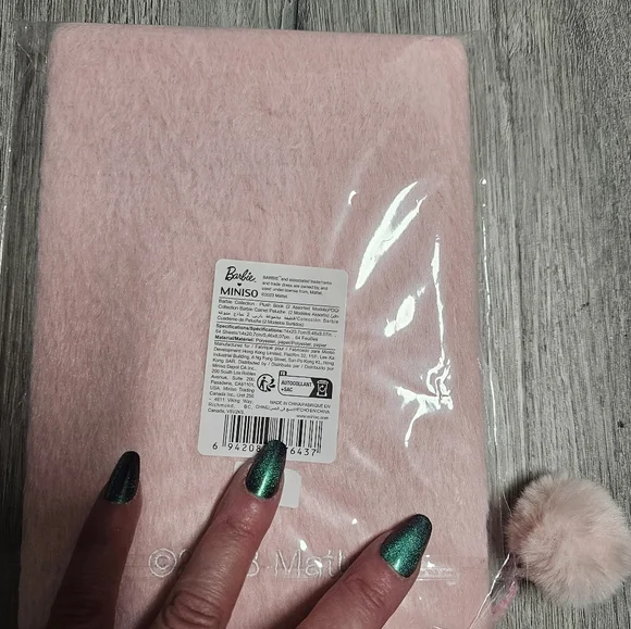Barbie Plush Faux Pink Hardcover Embossed Journal Notebook by Mattel - Picture 5 of 7
